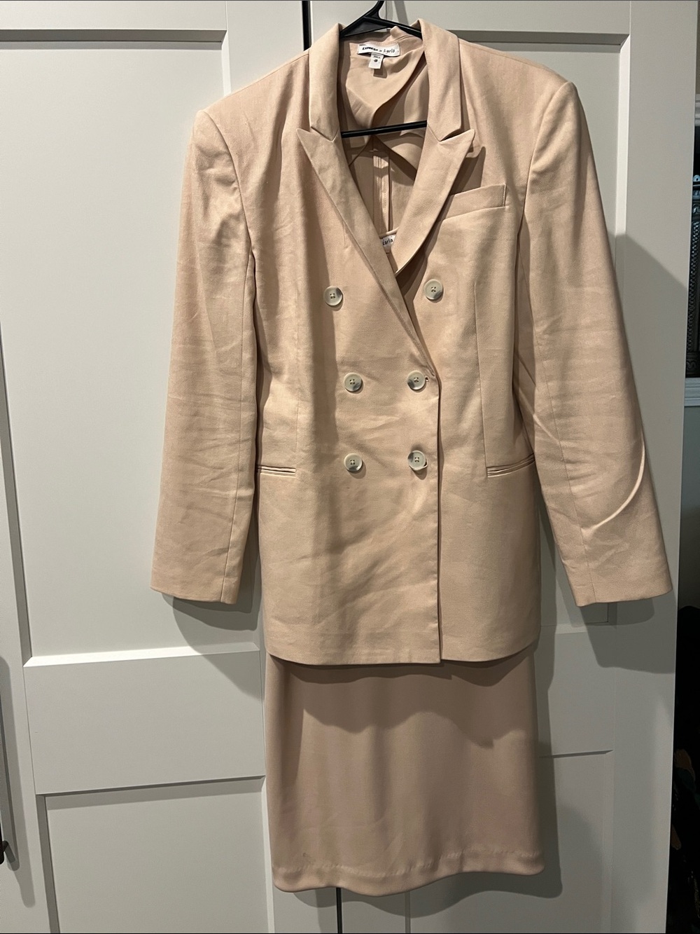 Express x Karla Double-Breasted Blush Women's Blazer and bodycon Dress